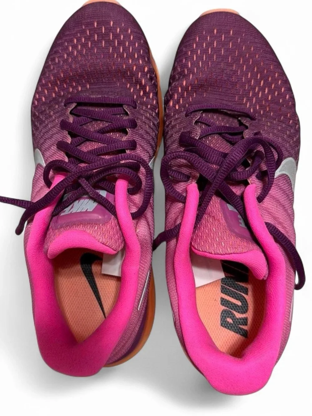 Nike Air Max Women’s Pink to Purple Gradient Running Shoes with Orange Sole